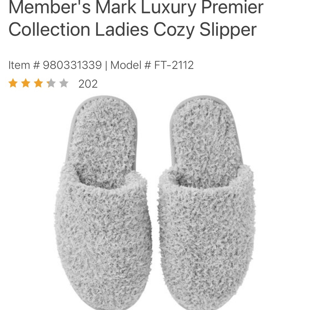 Members Mark Cozy Collection Slipper “Luxury Premier” - Medium 7-8 Light Heather
